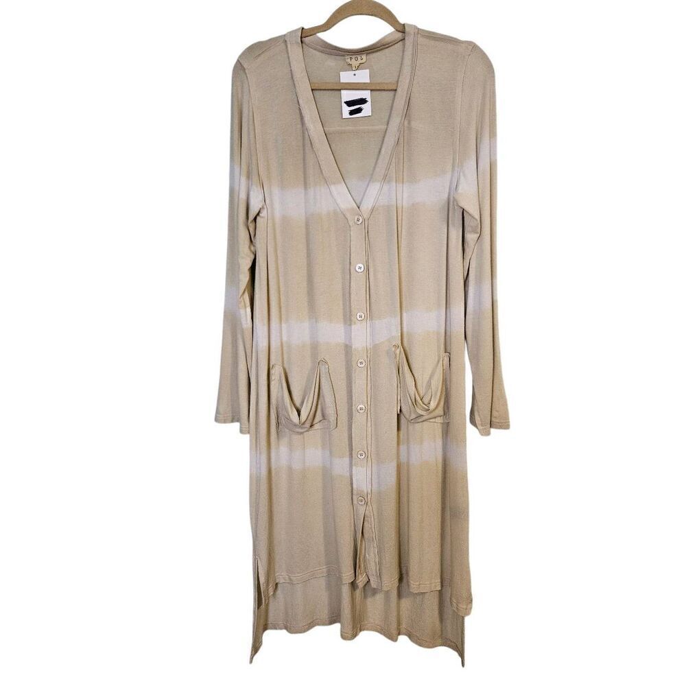 POL cream /beige subtle tie dye duster style cardigan.  Size L.